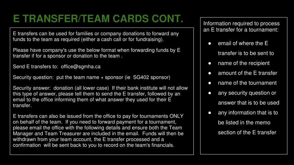 e transfer team cards cont
