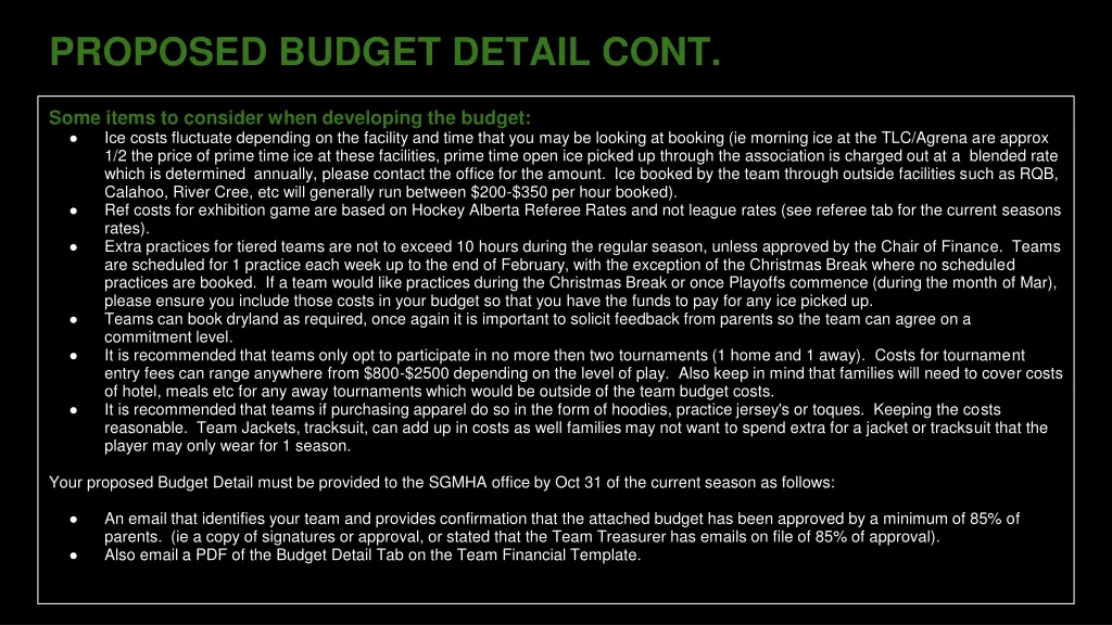 proposed budget detail cont