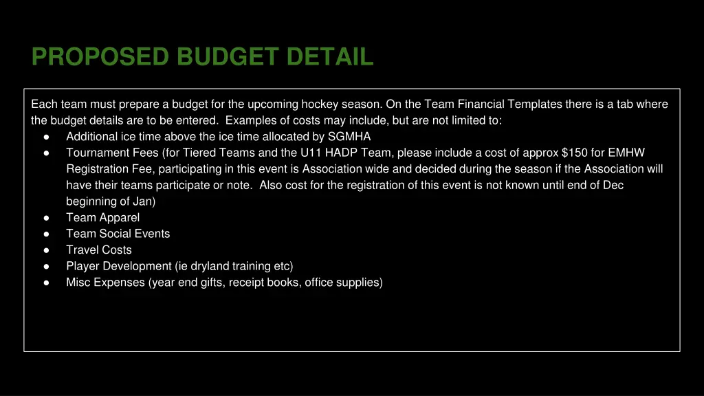 proposed budget detail
