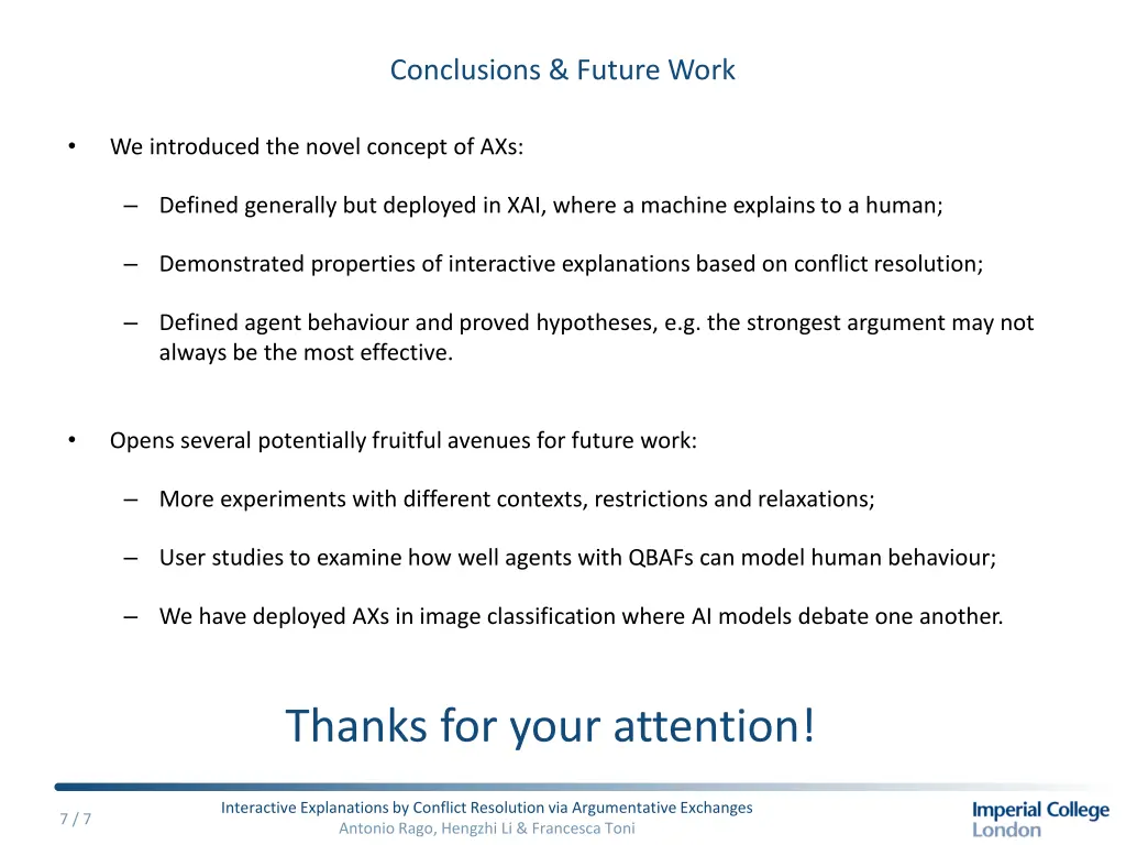 conclusions future work