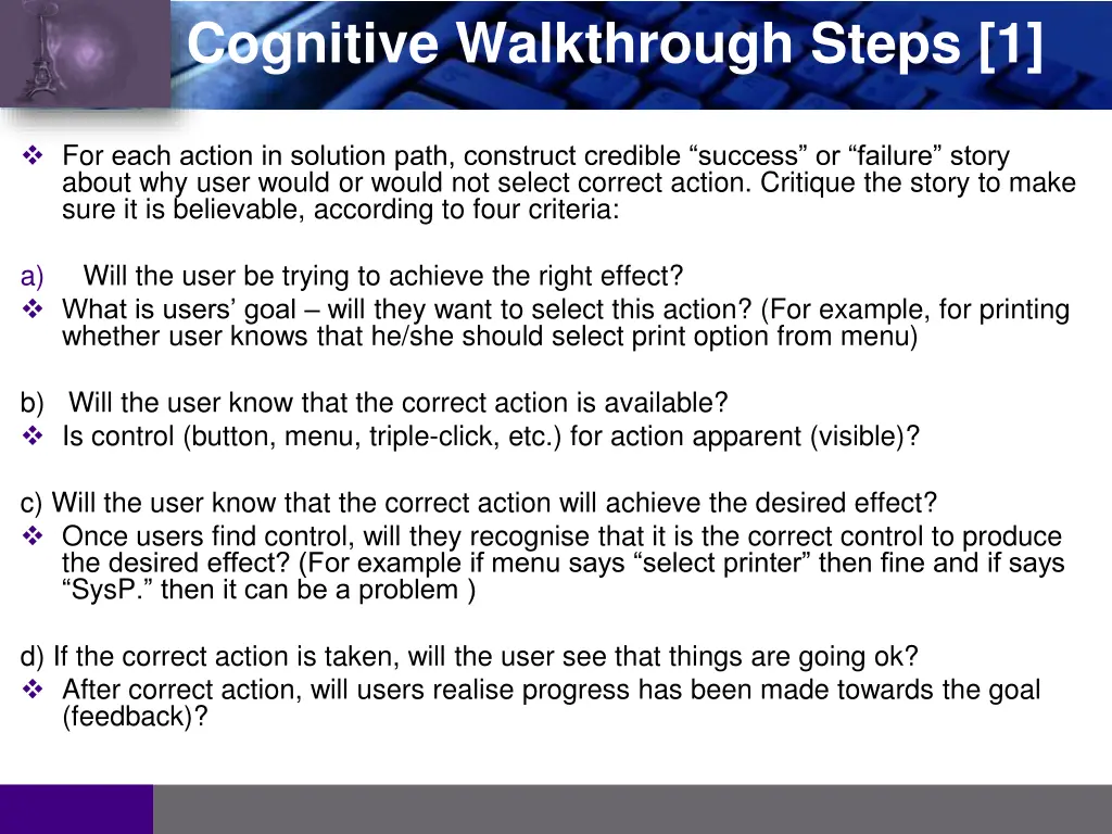 cognitive walkthrough steps 1