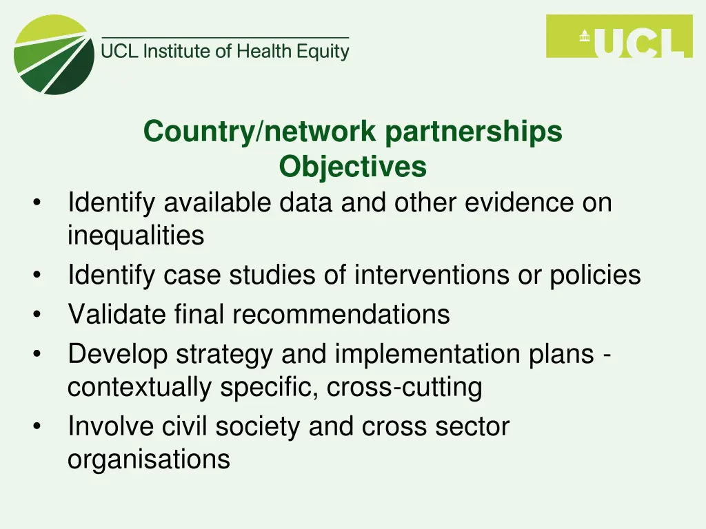 country network partnerships objectives identify