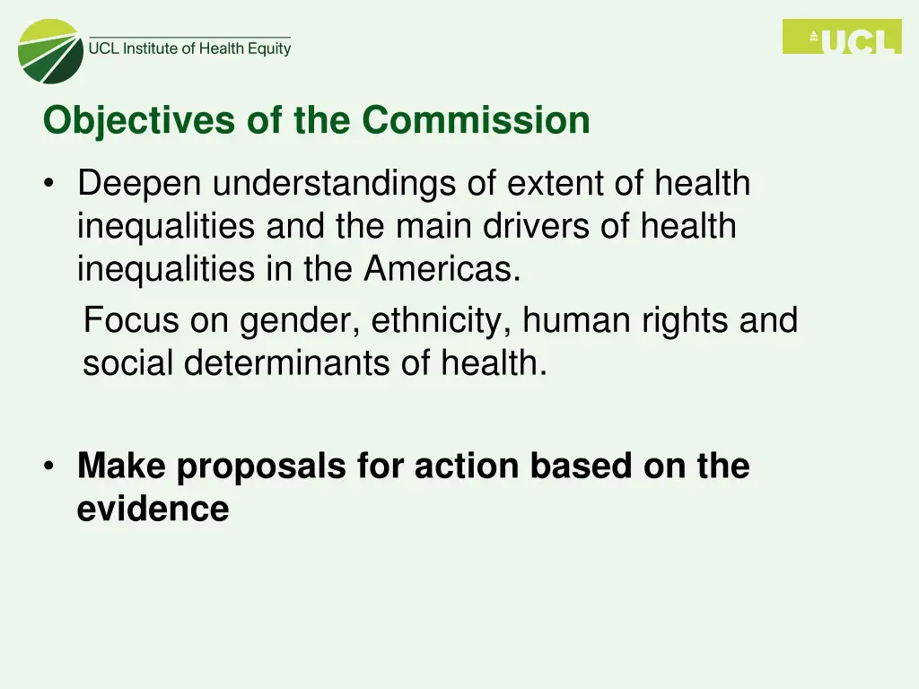objectives of the commission