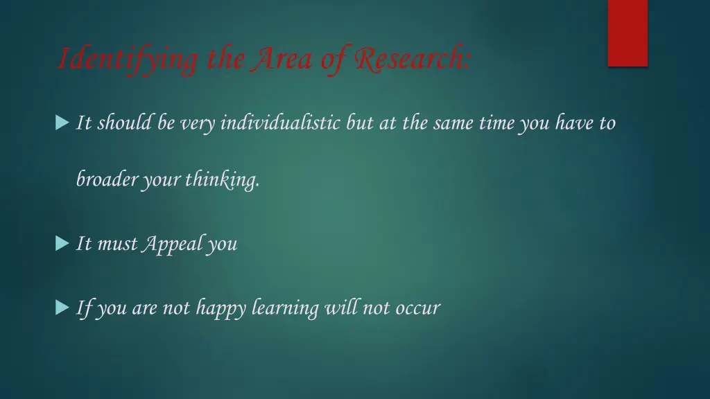 identifying the area of research