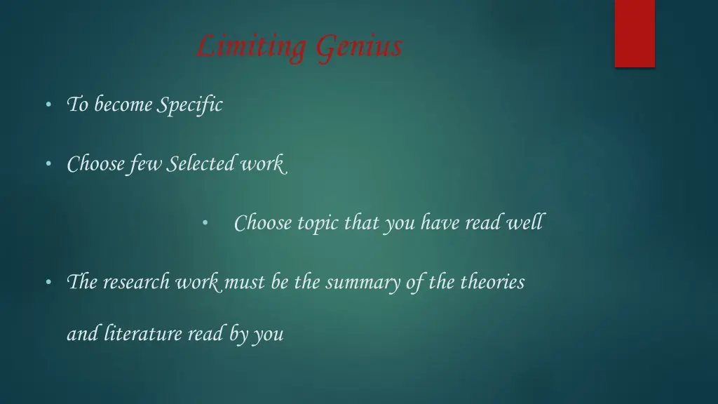 limiting genius