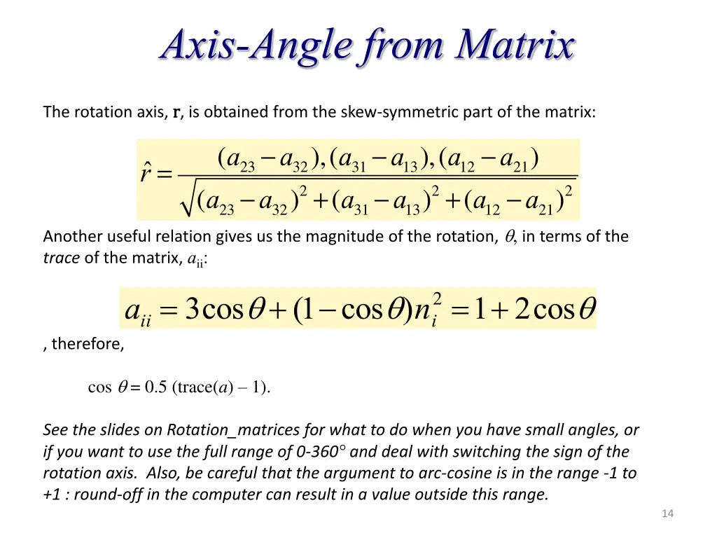 axis angle from matrix