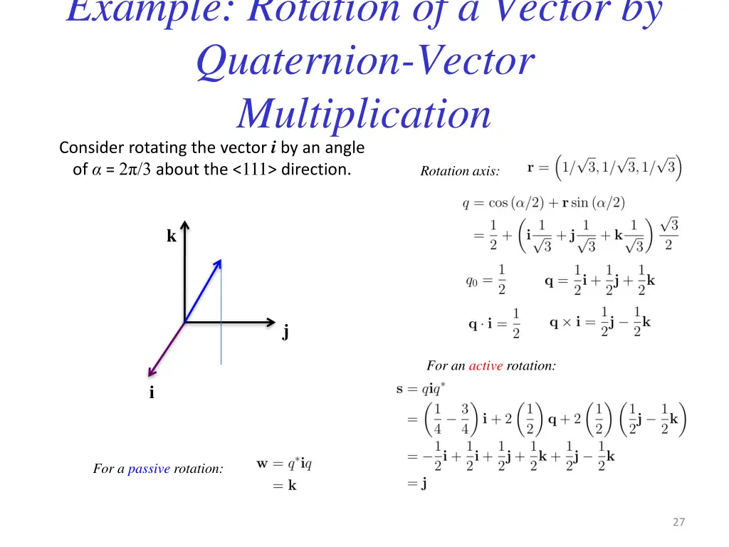 example rotation of a vector by quaternion vector