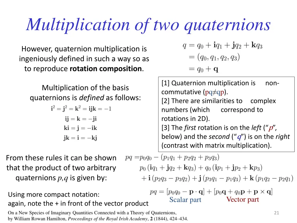 multiplication of two quaternions