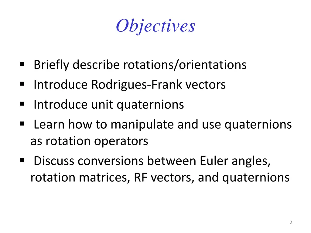 objectives