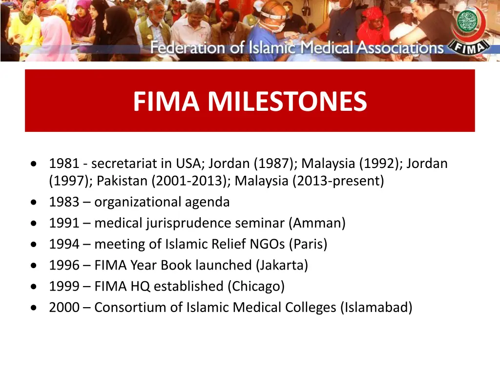 fima milestones