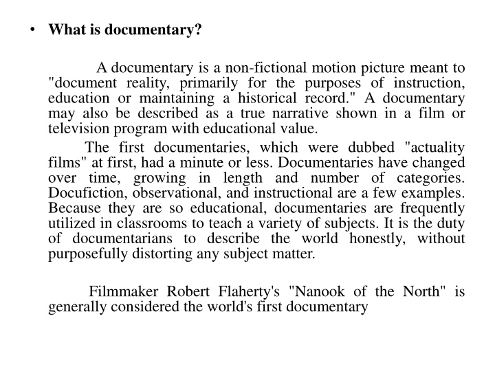 what is documentary