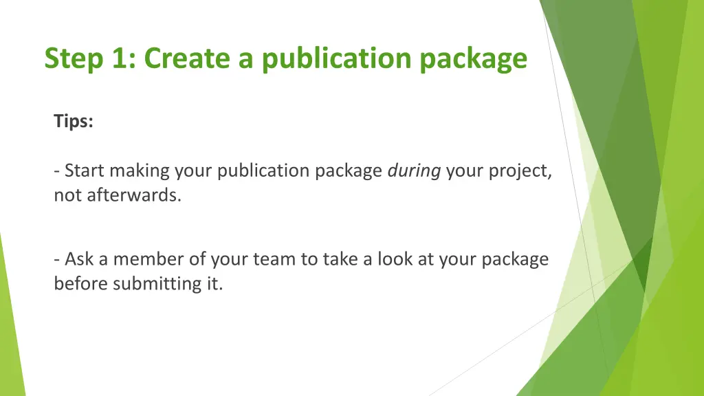 step 1 create a publication package 2