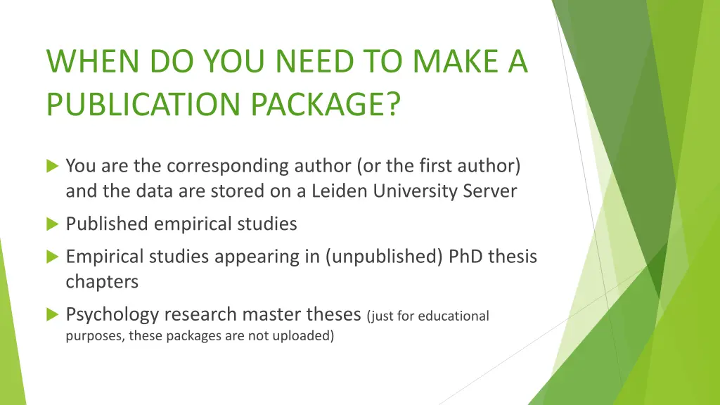 when do you need to make a publication package