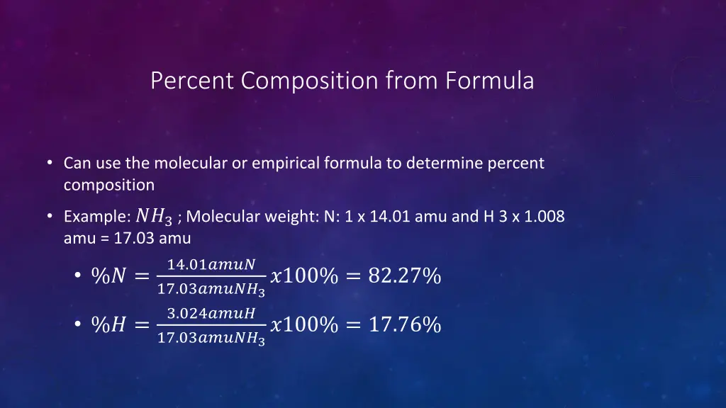 percent composition from formula