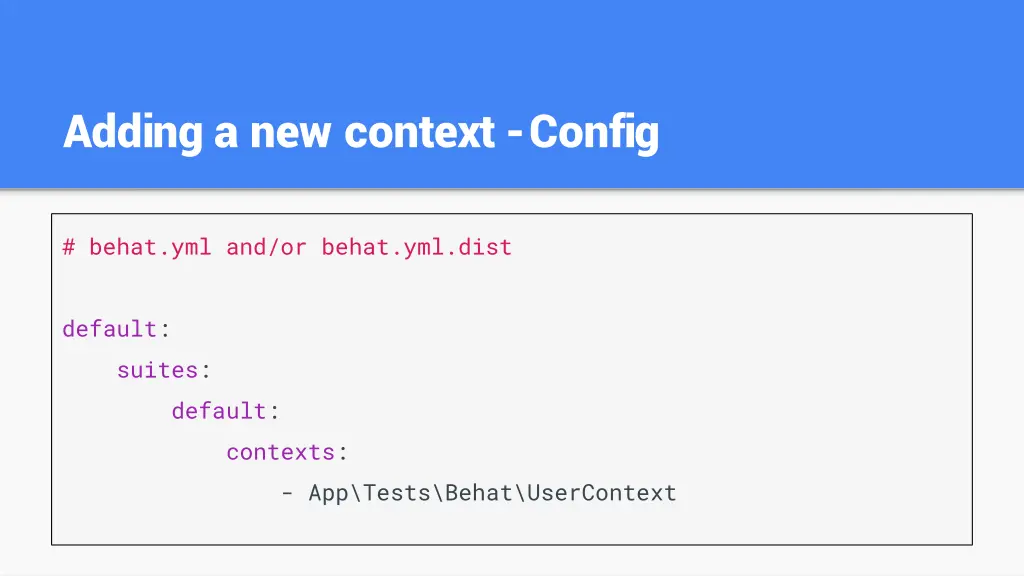 adding a new context config