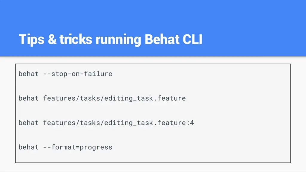 tips tricks running behat cli