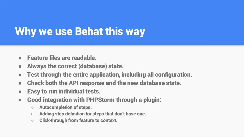 why we use behat this way