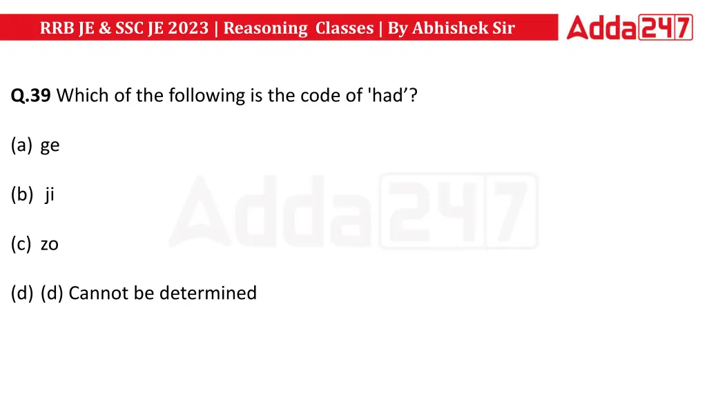 rrb je ssc je 2023 reasoning classes by abhishek 38