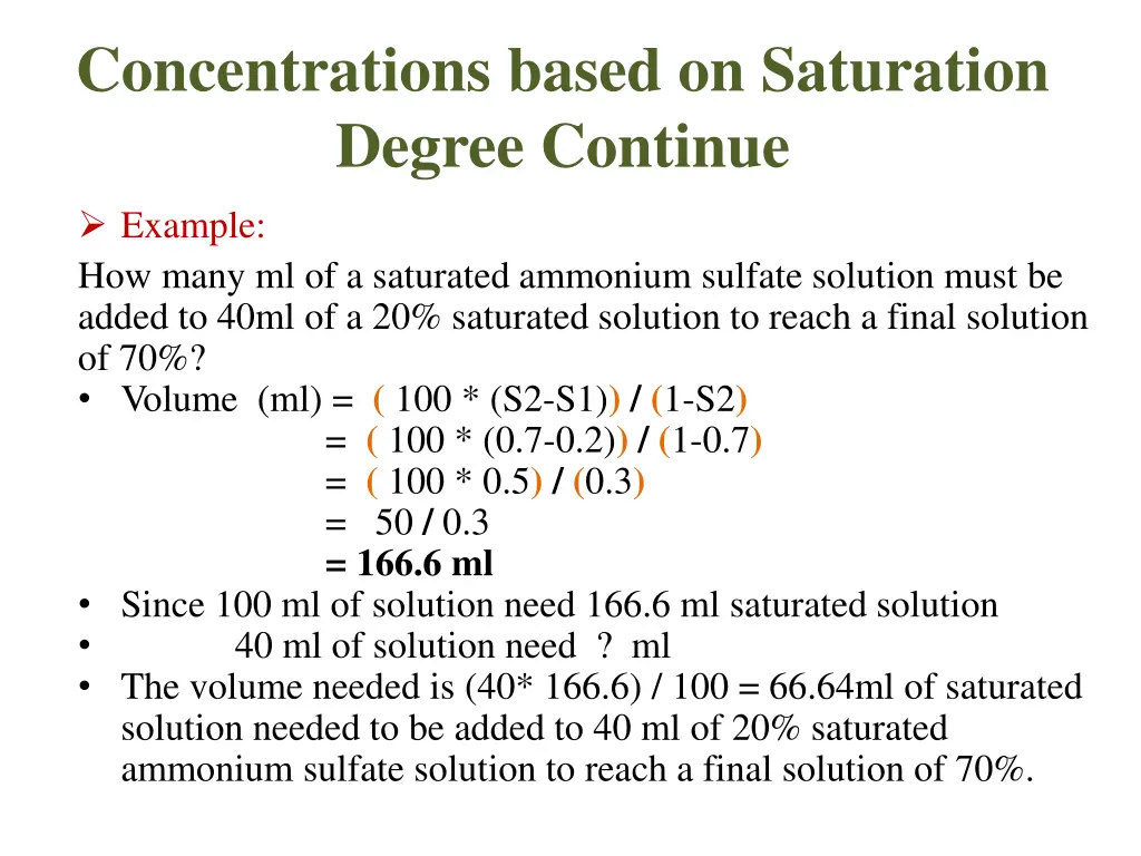 concentrations based on saturation degree continue