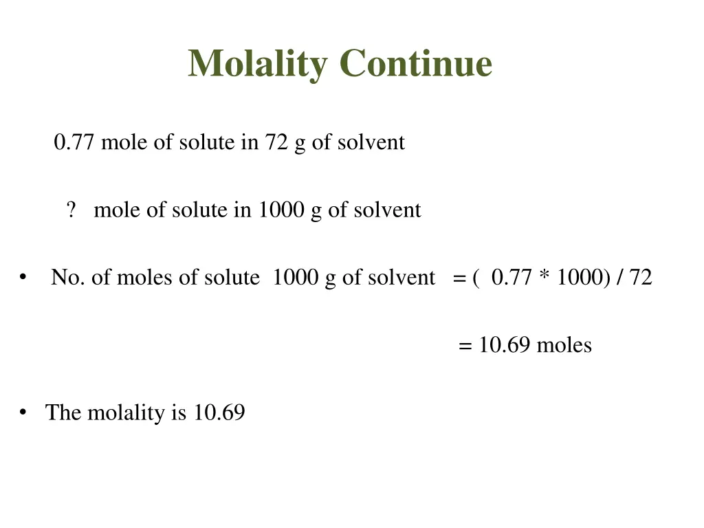 molality continue