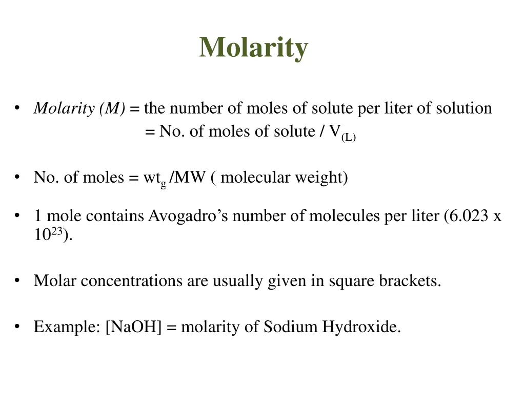 molarity