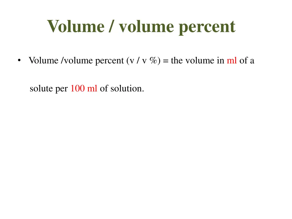volume volume percent