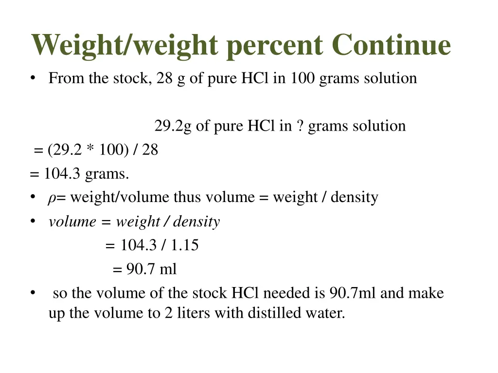 weight weight percent continue from the stock