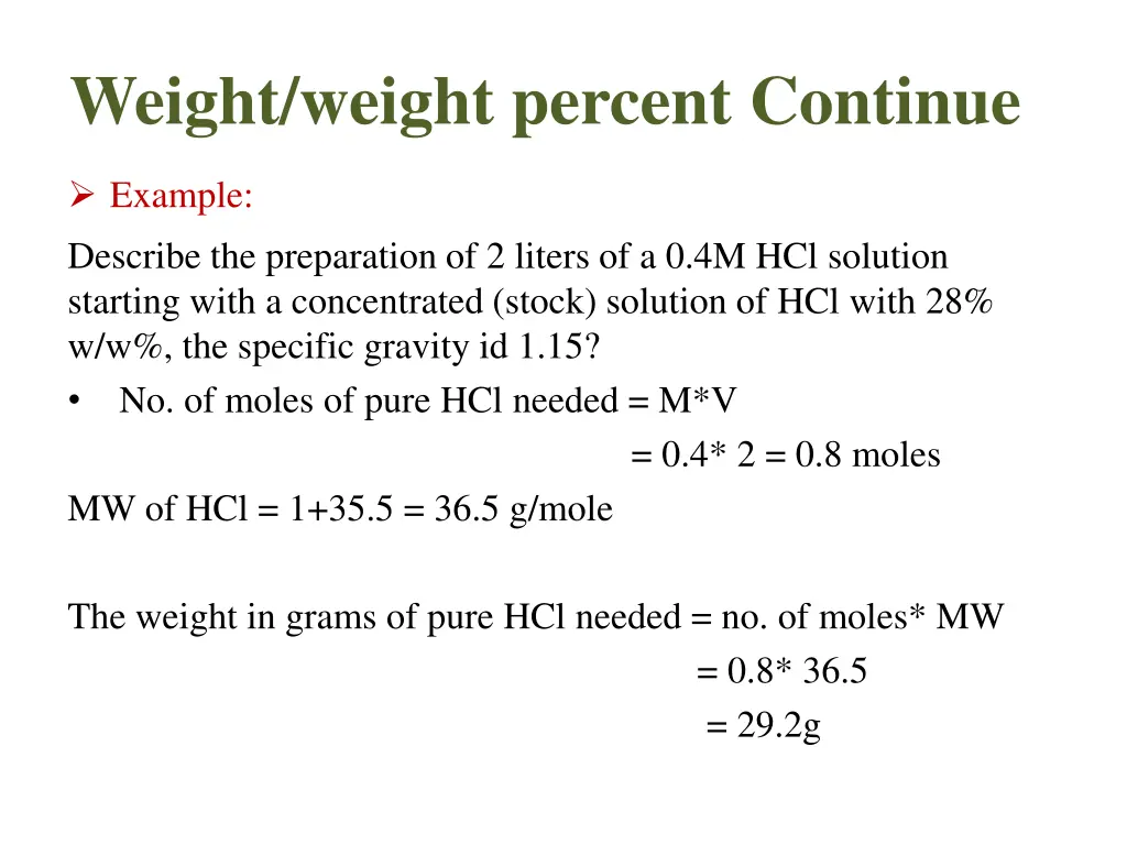 weight weight percent continue