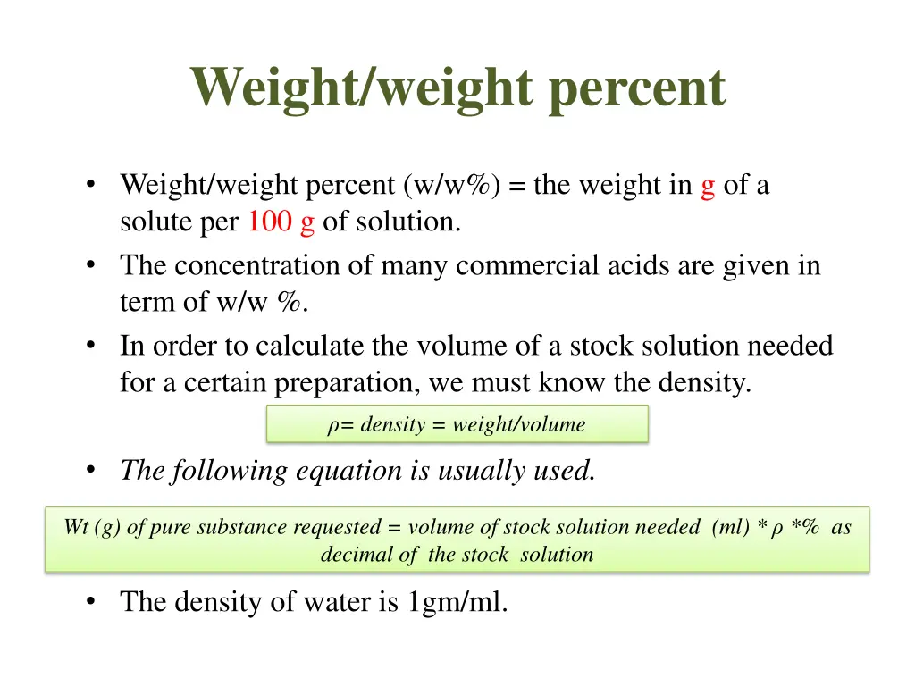 weight weight percent