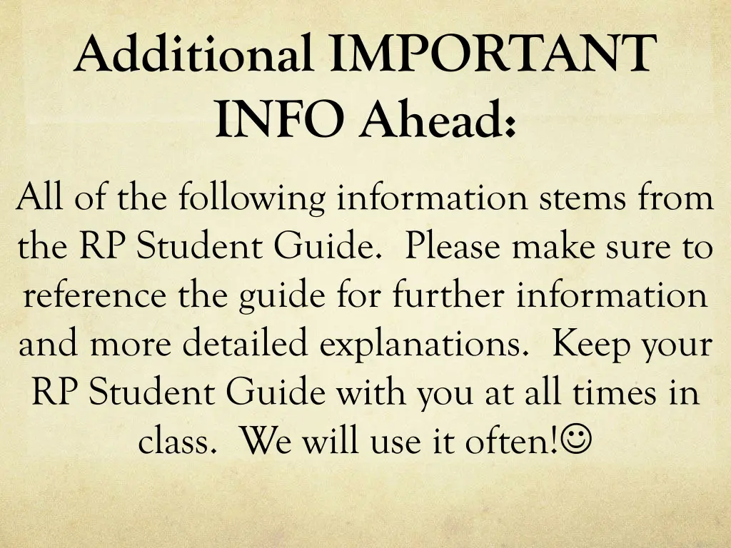 additional important info ahead