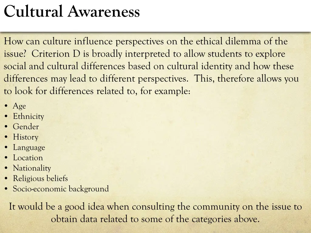 cultural awareness