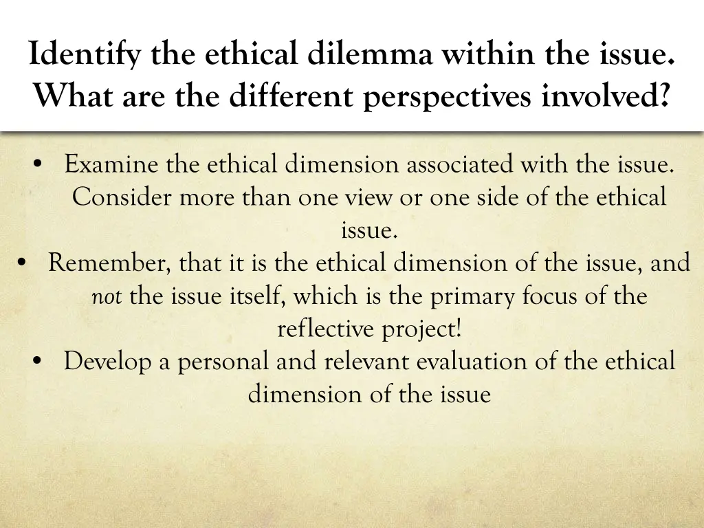 identify the ethical dilemma within the issue
