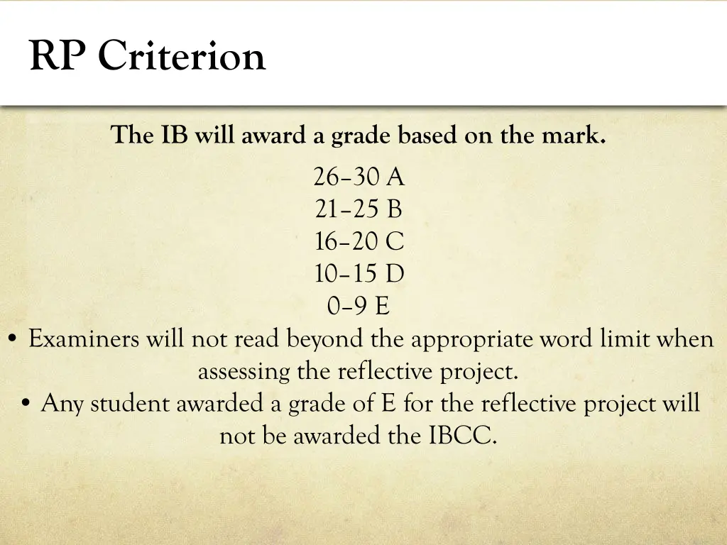 rp criterion
