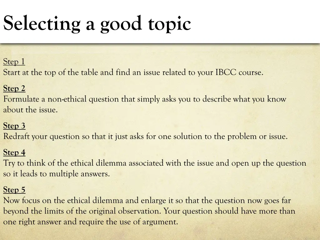 selecting a good topic