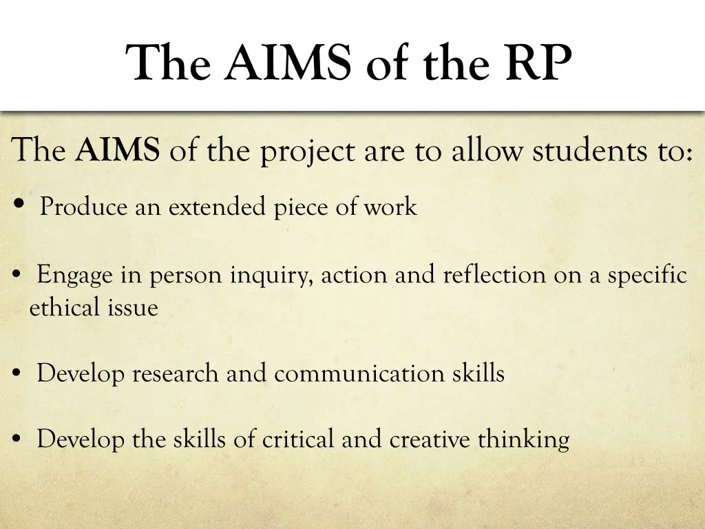 the aims of the rp