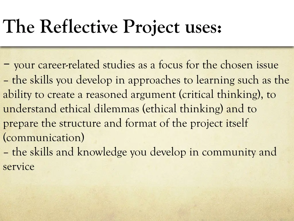 the reflective project uses the reflective