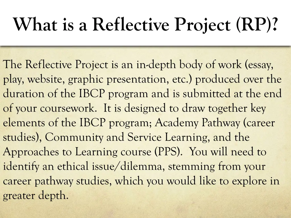 what is a reflective project rp
