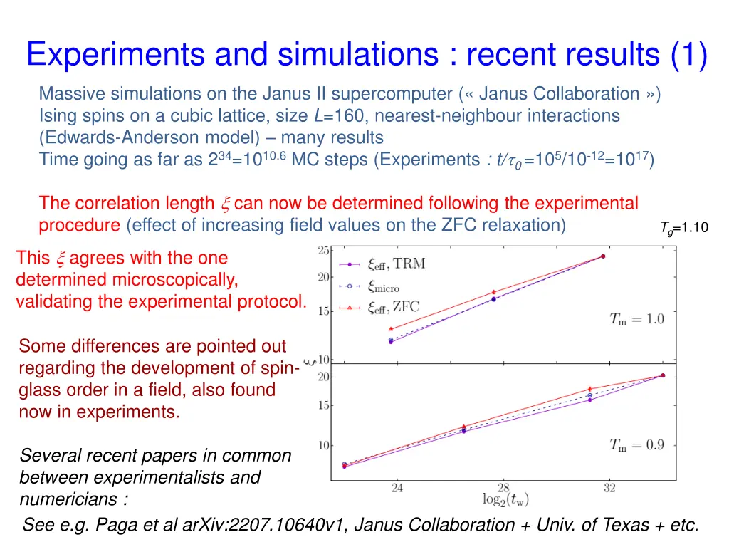 experiments and simulations recent results 1