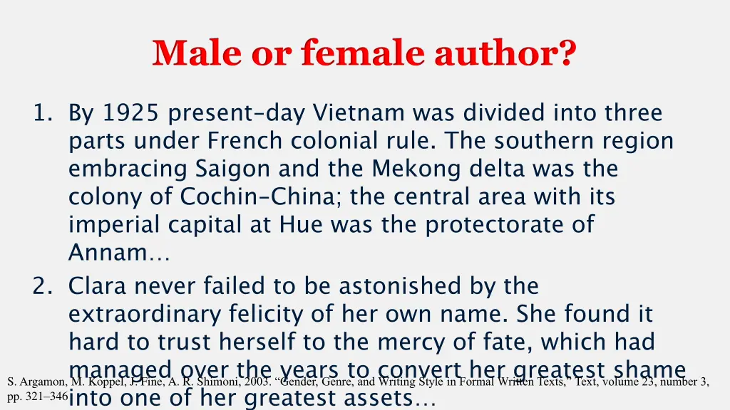 male or female author