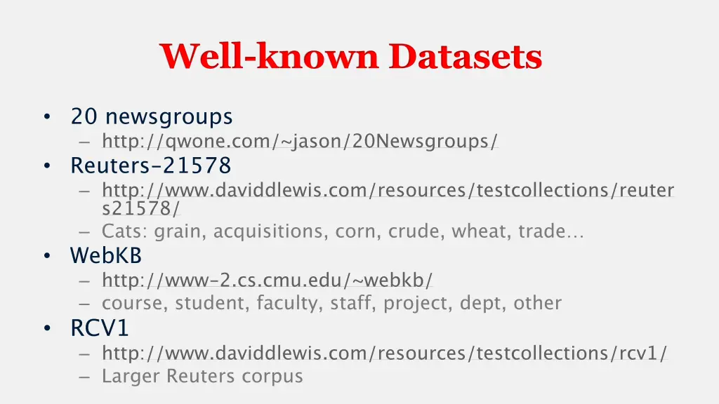 well known datasets