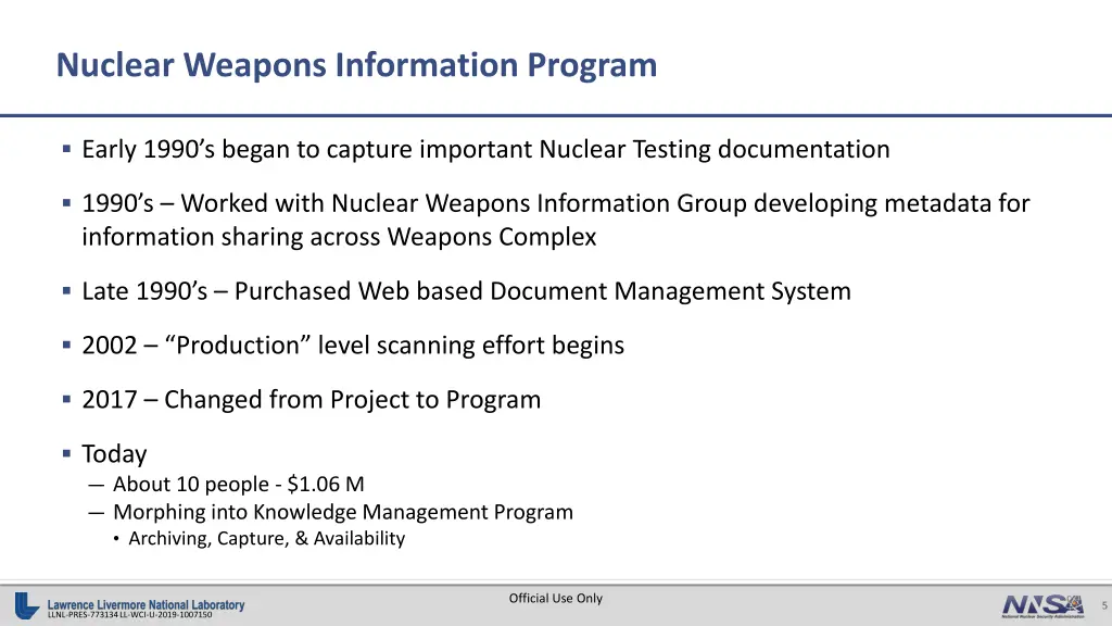 nuclear weapons information program