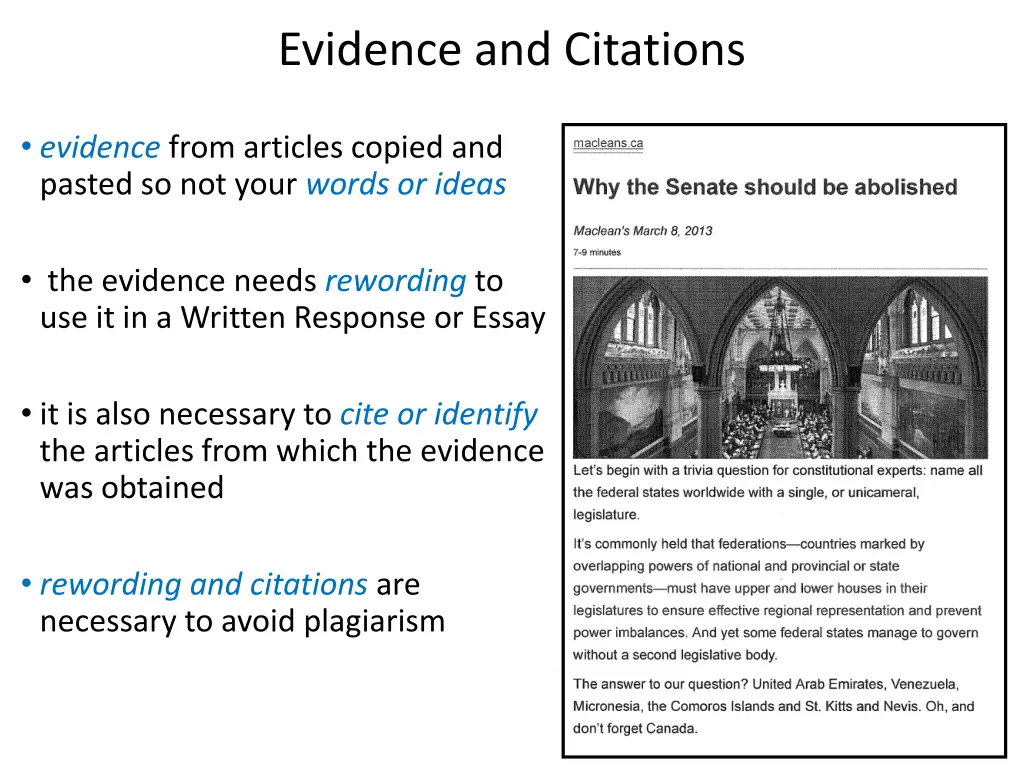 evidence and citations 2