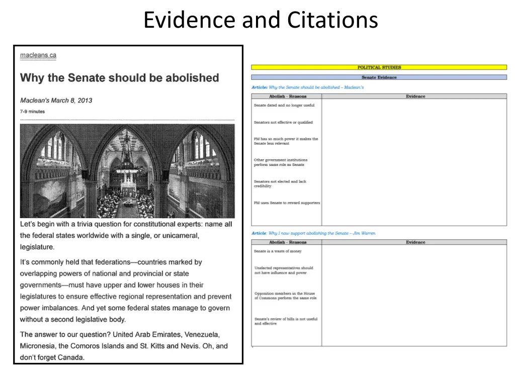 evidence and citations