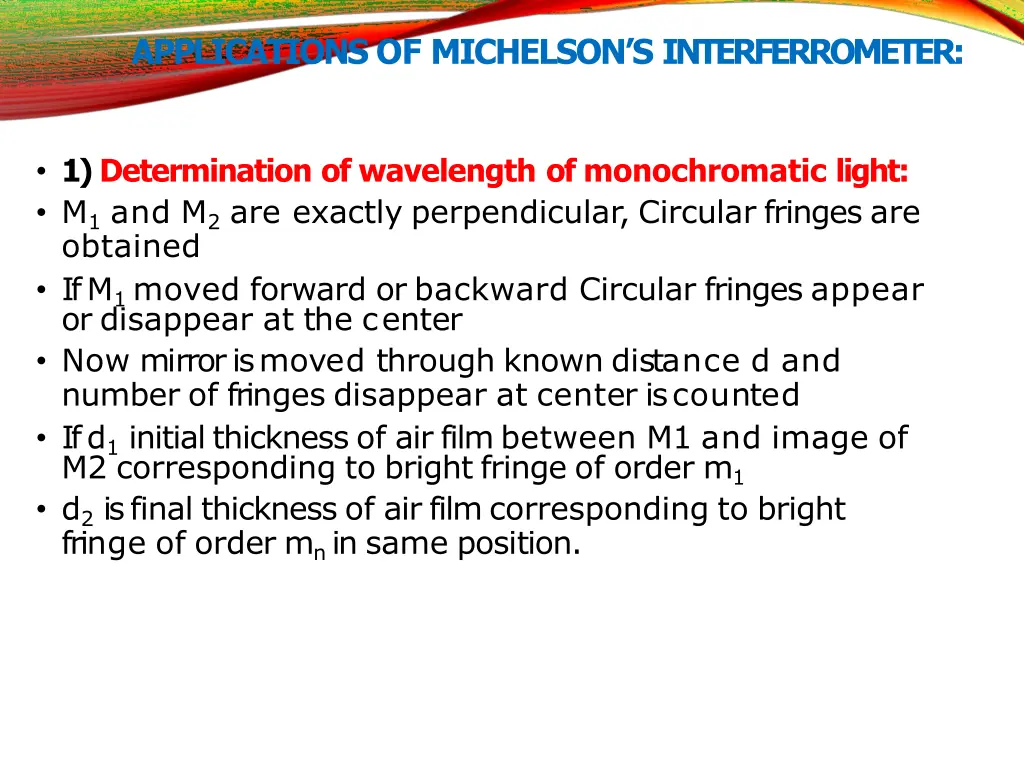 applications of michelson s interferrometer