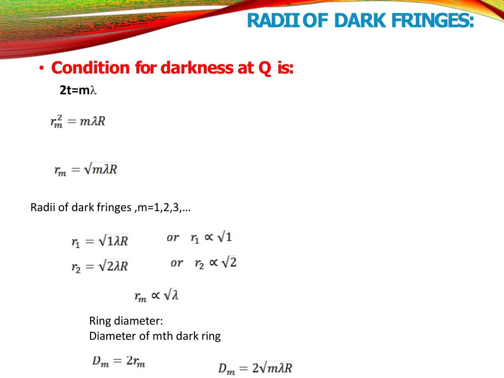 radiiof dark fringes 1