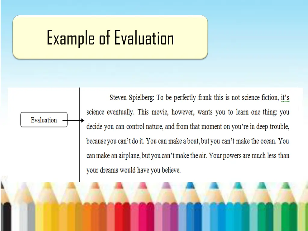 example of evaluation