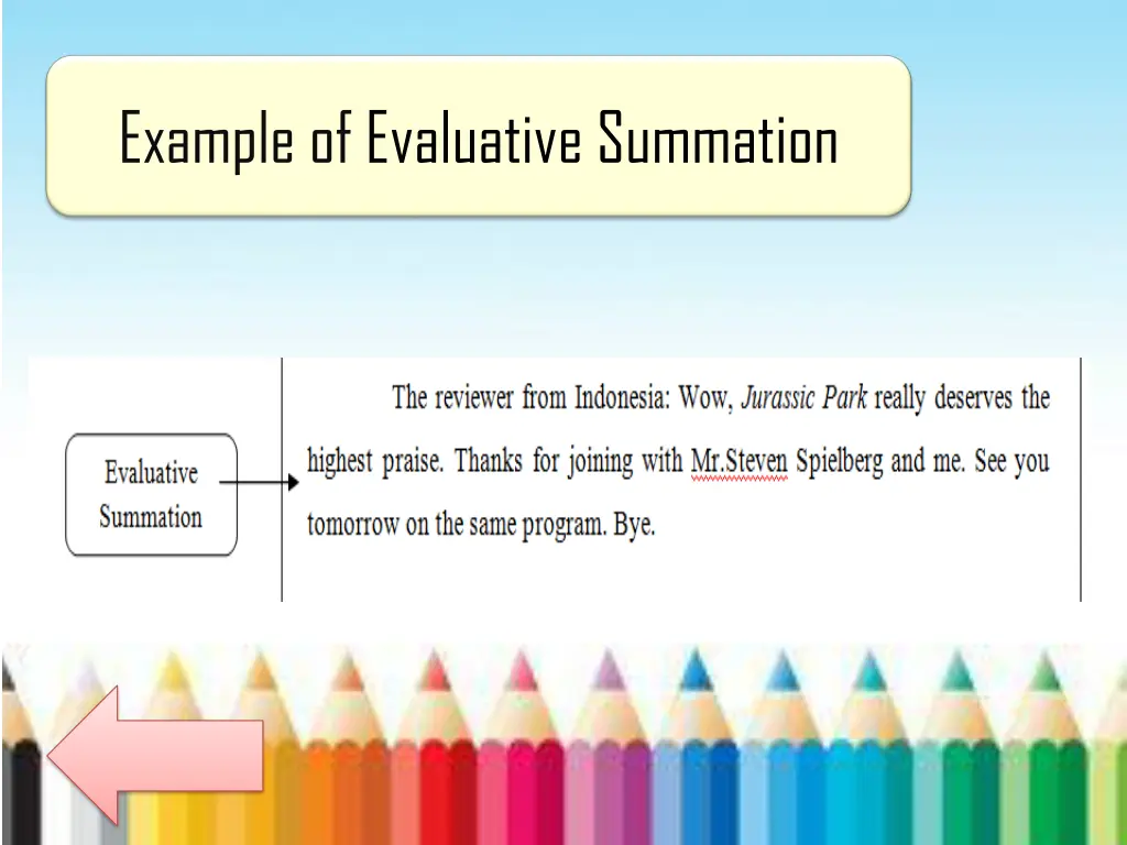 example of evaluative summation