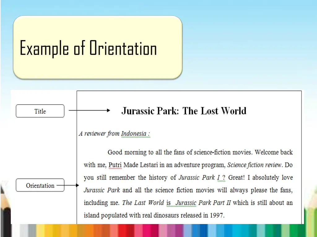 example of orientation