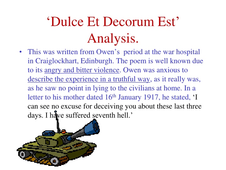 dulce et decorum est analysis this was written