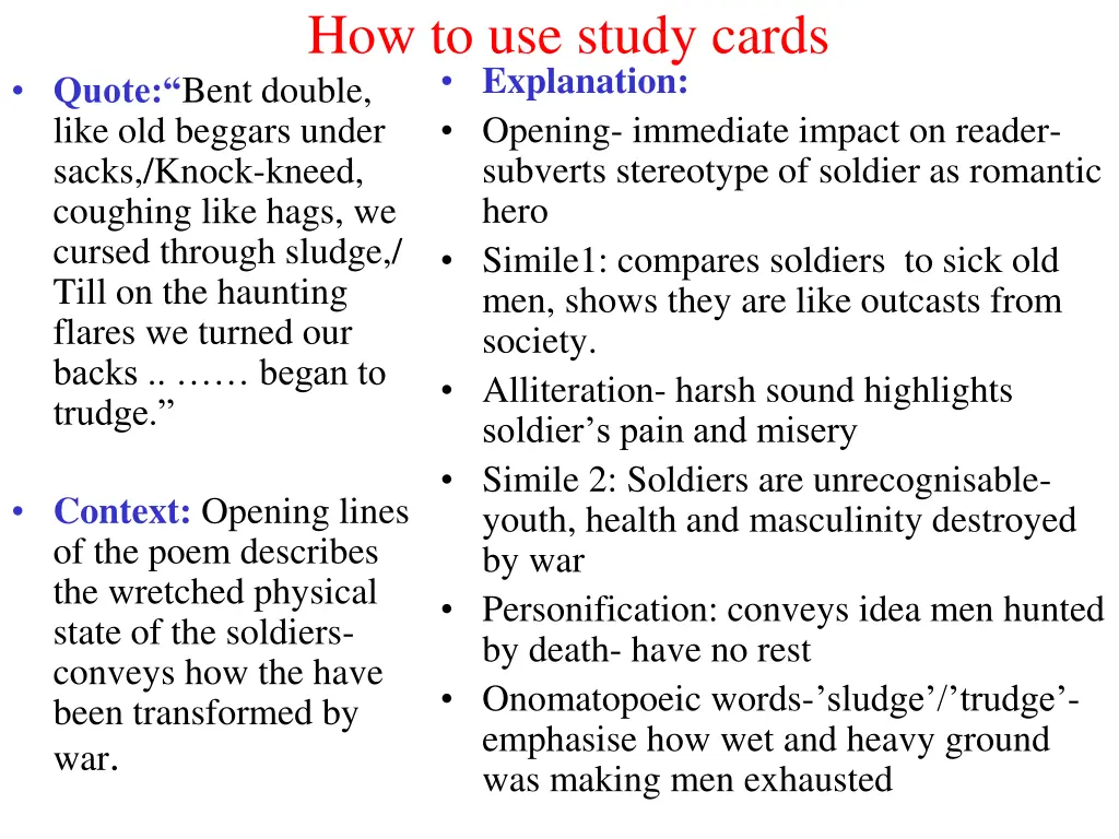 how to use study cards explanation opening